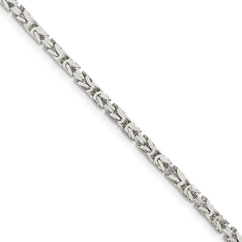 2.5mm, Sterling Silver, Solid Byzantine Chain Necklace, 22 Inch